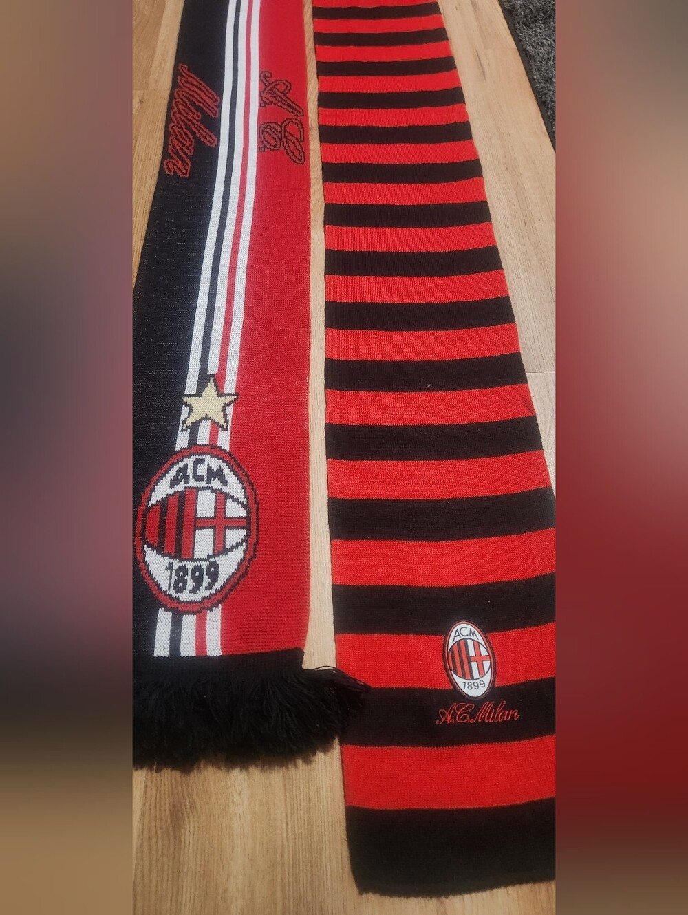 AC MILAN 2 SCARVES Soccer Calcio Futbol Rossoneri